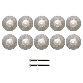 10 Pcs 50mm Diamond Cutting Wheels with 2 Pcs Mandrels Rotary Tool Cutting Rotary Accessories
