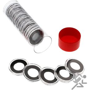 (1) Airtite Coin Holder Storage Container & (20) Black Ring 16mm Air-tite Coin Holder Capsules for 1/10oz American Gold Eagles