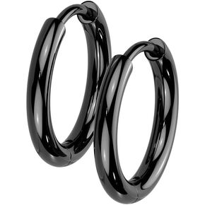 18GA F-136 Implant Grade Titanium 2mm Thick Hinged Round Hoop Earrings, Sold as a Pair