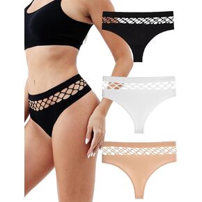High Waisted Thongs for Women Thong Underwear No Show Panties Seamless High Rise Thongs for Womens