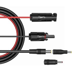 Solar Panel Connectors Compatible with M-C-4 Solar Connectors to DC Extension Cable 16AWG with DC 5.5mmx2.1mm, DC3.5x1.35mm,DC5.5x2.5mm and DC8mm Adapter for Portable Power Station Solar Generators