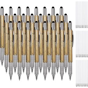 24 Pcs Multitool Pen and 24 Ink Refills for 6 in 1 Multitool Tech Gift Pen Tool Pen Gadget Screwdriver LMX00011 0