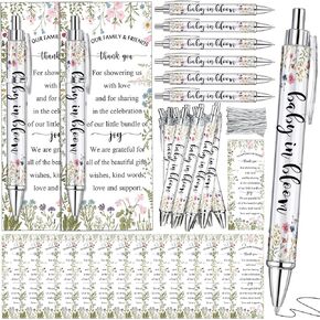 36 Sets Purple Butterfly Theme Baby Shower Favors for Guest Includes 36 Rolling Paper Ballpoint Pens with 36 Greeting Cards Baby Shower Game Prizes Bulk Wedding Party Favors