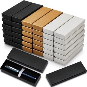 Teling 36 Pcs Pen Gift Box with Cushion Pen Presentation Display Box Business Present Collection Case Sets in Black, Silver, Gold (Flip Top Style)