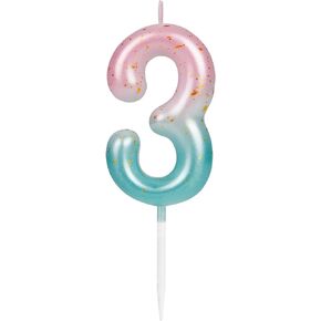 2.36 Inch Birthday Candles Number 0 Candle, Blue Pink Gradient Birthday Candles for Cake, Birthday Cake Topper Decorations for Boy Girl Women Men Pet Birthday Party Wedding Anniversary
