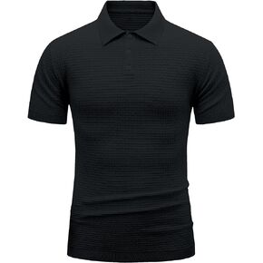 Zaitun Men's Knit Polo Shirts Business Casual Slim Fit Dress Shirts Short Sleeve Sweater