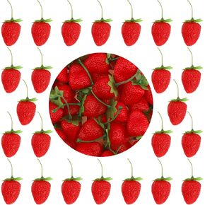 30 قطعة من الفراولة الحمراء الاصطناعية الواقعية محاكاة وهمية من البلاستيك الفاكهة النابضة بالحياة زخرفة فو دعامة صغيرة ديكور المنزل خزانة المطبخ حفل زفاف in Kuwait