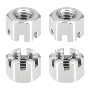 M8x1.25mm(DxP) Slotted Hex Castle Nuts - 10Pack - Good for Machinery - 304 Stainless Steel Hexagon Nuts - Silver Tone