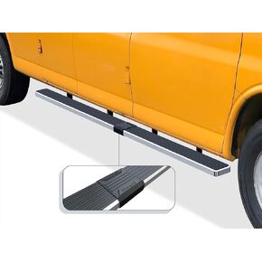 APS Running Boards (Nerf Bars Side Steps Step Bars) Compatible with Chevy Express GMC Savana 1500 2500 3500 2003-2024 Full Size Van 3-Door (Stainless Steel Black Powder Coated 5 inches)