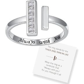 Sterling Silver Thick and Thin Ring: Mother Daughter Sister Friend Through Thick and Thin Ring Always with You Christmas Jewelry Gifts for Wife Girlfriend