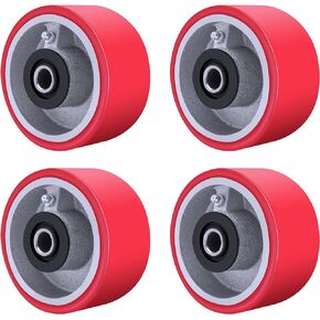 4 Inch Casters Wheels- Heavy Duty Casters, Polyurethane Caster Wheel- Set of 4 with Strong Capacity 3000 LB, Widely Used in Tool Box, Trailer Jack