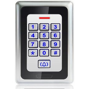 Security Access Control Keypad,RFID Keypad,Door Access Control,Metal Stand-Alone Keypad,2000 Users,Support Close to RFID Card (Silver)