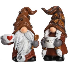 Funoasis 2PCS الراتنج القهوة التماثيل رسمت باليد مكتب القهوة بار ركن التماثيل المنزل المطبخ مزرعة الجدول الرف تحصيل الدمى التماثيل اليومية الهدايا in Kuwait
