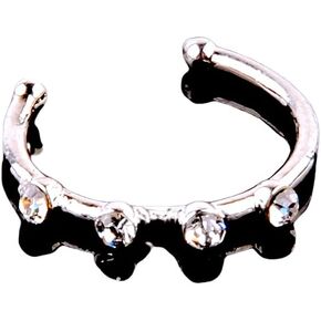 Cutedoumiao Gold Silver Thin Four Diamond Clear Crystals Nose Ring Stud Hoop-Sparkly Crystal Nose Ring (Gold)