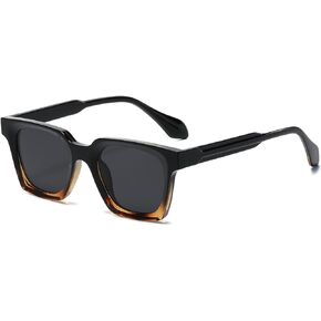 Fashion Square Sunglasses for Women Men Trendy Classic Square Frame Sun Glasses Designer Style (Black/Grey)