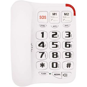 Big Button Phone for Seniors - Extra Large Home Landline Phones for Elderly Low Vision, Amplified Phone for Hard of Hearing Single Line Telephone House Phone Desk Wall Phone