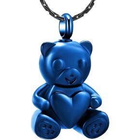 constantlife Cremation Jewelry Ashes Necklace Stainless Steel Teddy Bear Hold Heart Pet Urn Memorial Pendant Funeral Keepsake