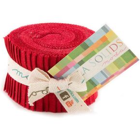 Bella Solids Red Jr Jelly Roll (9900JJR 16) by Moda House Designer for Moda, 2.5 x 44 inch strips