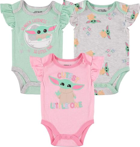 Happy Threads baby-girls Baby Yoda Creeper Bodysuit 3 PackBodysuit in Kuwait