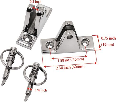 SHENGHUISS Boat Bimini Top Deck Hinge Fitting Concave Base Marine 316 Stainless Steel Bimini Top Hardware,Bimini Top 90° Hinge Bimini Brackets with Quick Release Pins in Saudi Arabia