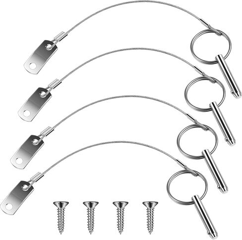 دبوس سريع التحرير من الفولاذ المقاوم للصدأ 316 مع كابل حبل يمنع فقدان قطر 1/4 بوصة بيميني دبوس علوي ملحقات القارب توريد الأجهزة البحرية (4) in Kuwait