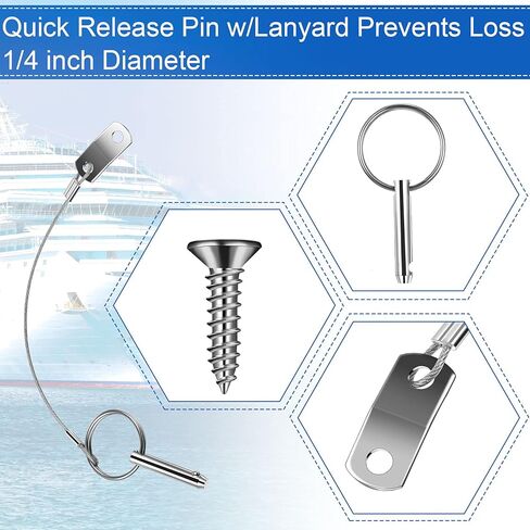 دبوس سريع التحرير من الفولاذ المقاوم للصدأ 316 مع كابل حبل يمنع فقدان قطر 1/4 بوصة بيميني دبوس علوي ملحقات القارب توريد الأجهزة البحرية (4) in Kuwait