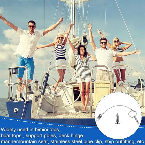 دبوس سريع التحرير من الفولاذ المقاوم للصدأ 316 مع كابل حبل يمنع فقدان قطر 1/4 بوصة بيميني دبوس علوي ملحقات القارب توريد الأجهزة البحرية (4) in Kuwait