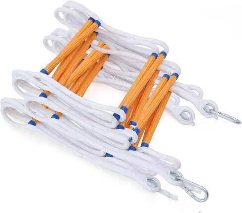 13ft Safety Balcony Fire Escape Ladder with Hooks Carabins | 2 Story for Adults and Kids |Reusable Multi-use for Treehouse|Weight Capacity up to 2000 lb in Saudi Arabia