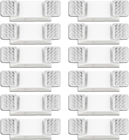 LED Emergency Lights with Battery Backup, Two Head Adjustable Commercial Emergency Lights Fixture, Emergency Light for Home Power Failure, Wall Mount, Hard Wired, 120-277V, Fire Resistant 2 Pack in Kuwait