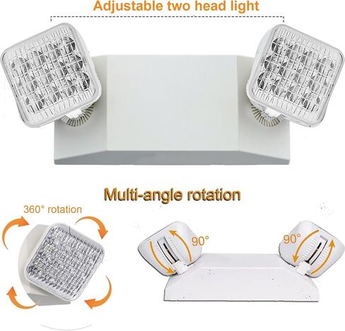 LED Emergency Lights with Battery Backup, Two Head Adjustable Commercial Emergency Lights Fixture, Emergency Light for Home Power Failure, Wall Mount, Hard Wired, 120-277V, Fire Resistant 2 Pack in Kuwait