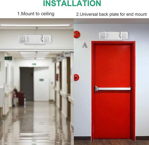 LED Emergency Lights with Battery Backup, Two Head Adjustable Commercial Emergency Lights Fixture, Emergency Light for Home Power Failure, Wall Mount, Hard Wired, 120-277V, Fire Resistant 2 Pack in Kuwait