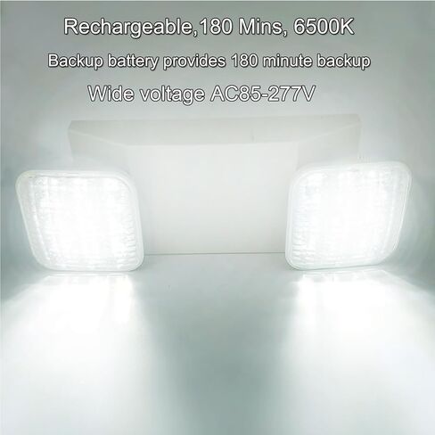 LED Emergency Lights with Battery Backup, Two Head Adjustable Commercial Emergency Lights Fixture, Emergency Light for Home Power Failure, Wall Mount, Hard Wired, 120-277V, Fire Resistant 2 Pack in Kuwait