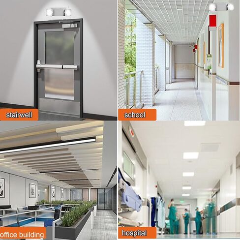 LED Emergency Lights with Battery Backup, Two Head Adjustable Commercial Emergency Lights Fixture, Emergency Light for Home Power Failure, Wall Mount, Hard Wired, 120-277V, Fire Resistant 2 Pack in Kuwait