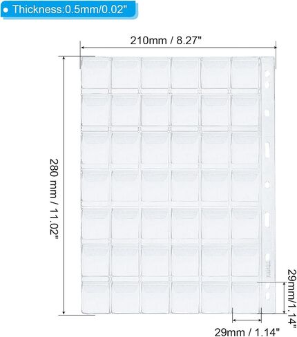 PATIKIL 12 Pockets Coin Collecting Pages, 10 Sheets Coin Binder Inserts Sleeves with 9 Hole Coins Holder for Coin Book Album, Clear in Saudi Arabia