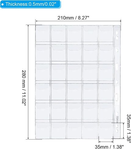 PATIKIL 12 Pockets Coin Collecting Pages, 10 Sheets Coin Binder Inserts Sleeves with 9 Hole Coins Holder for Coin Book Album, Clear in Saudi Arabia