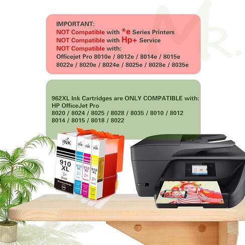 مجموعة خراطيش حبر 910XL عالية الإنتاجية متوافقة مع خراطيش حبر HP 910xl لطابعات HP OfficeJet Pro 8010 8015 8018 8022 8020 8025 8028 8035 (Bk/C/M/Y، 4 عبوات) in Kuwait