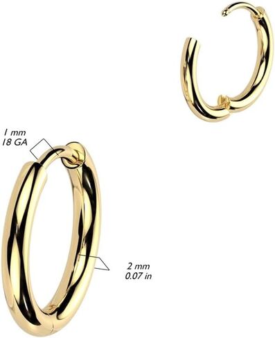 18GA F-136 Implant Grade Titanium 2mm Thick Hinged Round Hoop Earrings, Sold as a Pair in Saudi Arabia