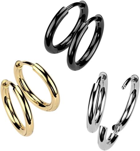 18GA F-136 Implant Grade Titanium 2mm Thick Hinged Round Hoop Earrings, Sold as a Pair in Saudi Arabia