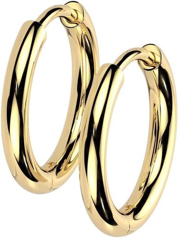 18GA F-136 Implant Grade Titanium 2mm Thick Hinged Round Hoop Earrings, Sold as a Pair in Saudi Arabia