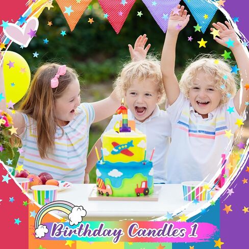قوس قزح عدد شمعة عيد ميلاد كعكة توبر عيد ميلاد شمعة عدد كعكة توبر شمعة كعكة للبنين بنات أطفال لوازم الحفلات قوس قزح زخرفة الزينة (رقم 6) in Saudi Arabia