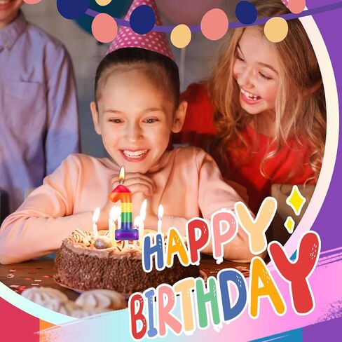 قوس قزح عدد شمعة عيد ميلاد كعكة توبر عيد ميلاد شمعة عدد كعكة توبر شمعة كعكة للبنين بنات أطفال لوازم الحفلات قوس قزح زخرفة الزينة (رقم 6) in Saudi Arabia