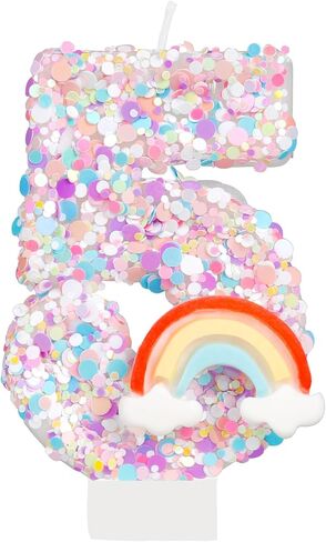 Number 1 Candle, Birthday Candles for Cake, 1st Rainbow Birthday Decorations Girl, Cake Toppers Rainbow Birthday Candle Pony Birthday Party Favors Anniversary Celebration Supplies in Kuwait