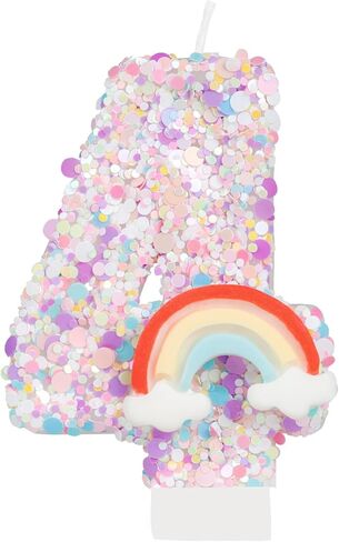 Number 1 Candle, Birthday Candles for Cake, 1st Rainbow Birthday Decorations Girl, Cake Toppers Rainbow Birthday Candle Pony Birthday Party Favors Anniversary Celebration Supplies in Kuwait