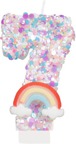 Number 1 Candle, Birthday Candles for Cake, 1st Rainbow Birthday Decorations Girl, Cake Toppers Rainbow Birthday Candle Pony Birthday Party Favors Anniversary Celebration Supplies in Kuwait
