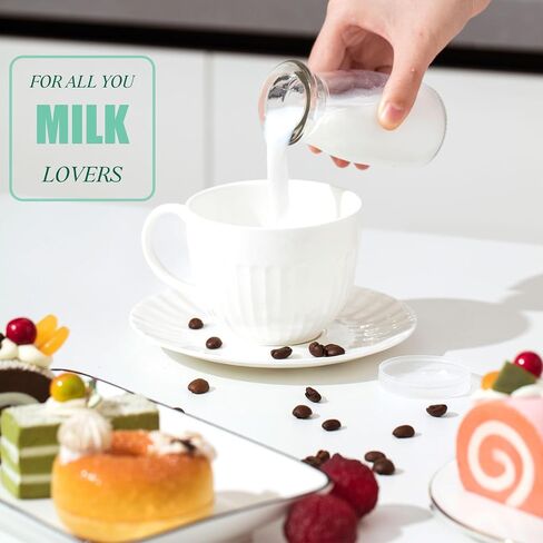 Zubebe 24 Pcs Christmas Small Glass Milk Bottle with Lids Clear Mini Glass Bottle Reusable Glass Juice Bottle Milk Storage Bottle Shake Container for Juice Christmas Drinking Gift(3.38 oz/ 100ml) in Saudi Arabia