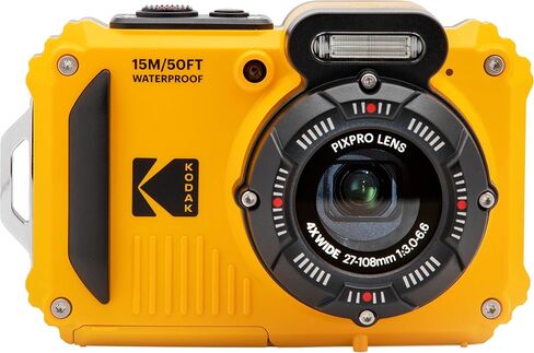 كاميرا Kodak PIXPRO WPZ2 متينة مقاومة للماء والصدمات والغبار واي فاي رقمية 16 ميجابكسل 4X زووم بصري 1080 بيكسل كاميرا فيديو عالية الدقة 2.7 بوصة LCD (أصفر) + بطاقة 32 جيجابايت + حافظة + حزام عائم + حزمة in Kuwait