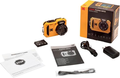 كاميرا Kodak PIXPRO WPZ2 متينة مقاومة للماء والصدمات والغبار واي فاي رقمية 16 ميجابكسل 4X زووم بصري 1080 بيكسل كاميرا فيديو عالية الدقة 2.7 بوصة LCD (أصفر) + بطاقة 32 جيجابايت + حافظة + حزام عائم + حزمة in Kuwait