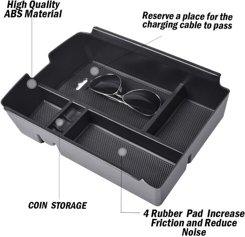 TACOBRO Center Console Organizer Tray Compatible with Atlas Accessories 2018 2019 2020 2021 2022 2023 Cross Sport Armrest Glove Box Secondary Storage Divider ABS Materials - Black Trim in Saudi Arabia