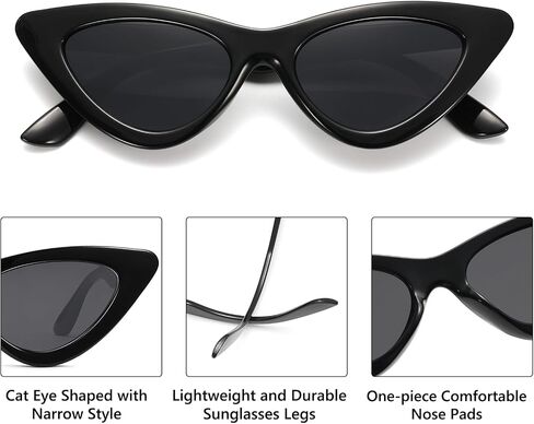 Cat Eye Sunglasses for Women Vintage Retro Narrow Cateye Frame Trendy Sun Glasses in Saudi Arabia