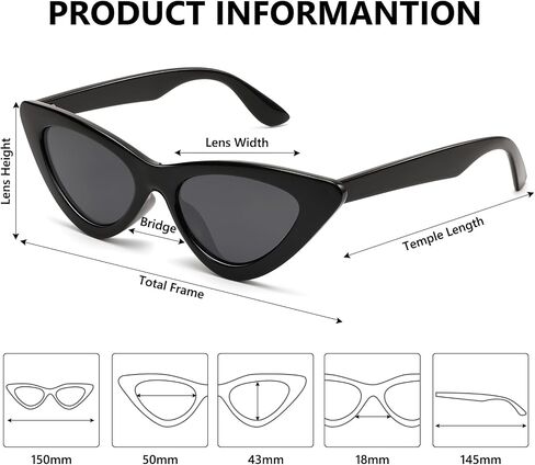 Cat Eye Sunglasses for Women Vintage Retro Narrow Cateye Frame Trendy Sun Glasses in Saudi Arabia